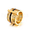 Roman Numerals 304 Stainless Steel & Crystal Rhinestone & Natural Shell Finger Rings FS-WGD9A22-17-2