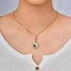 Fashionable Brass Black & White Enamel Pendant Necklaces GL7678-1-1