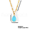 Fashionable Brass Pave Glass Teardrop Pendant Necklaces UU4380-8-2