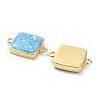 Brass Pave Synthetic Opal Square Connector Charms KK-A239-06G-2