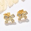 Brass Micro Pave Clear Cubic Zirconia Stud Earrings EJEW-D305-18G-1
