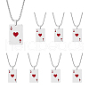 SUPERFINDINGS 8Pcs Heart Playing Card Stainless Steel Enamel Pendant Necklaces NJEW-FH0001-11B-1