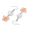 Transparent Spray Painted Glass Beads with ABS Plastic Imitation Pearl Beads and 304 Stainless Steel Earring Hooks and 304 Stainless Steel Eye Pin Earrings EJEW-JE06432-5