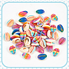  60Pcs 6 Colors Printed Natural Cowrie Shell Beads SSHEL-NB0001-42-4