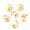 Brass Micro Pave Clear Cubic Zirconia Pendants ZIRC-O036-11G-1