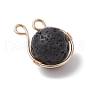 Natural Green Aventurine & Rose Quartz & Lava Rock & Carnelian & Amethyst Copper Wire Wrapped Round Pendants PALLOY-JF03609-01-4