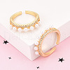 Brass Micro Pave Clear Cubic Zirconia Cuff Rings for Women KK-T074-11G-1