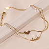 304 Stainless Steel Chain Anklets with Brass Charms WGE11C3-01-5