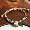 Adjustable Handmade Porcelain Flower Beads Braided Beads Bracelets WGFB2A7-10-1