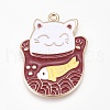 Alloy Enamel Kitten Pendants X-ENAM-O035-04G-1