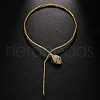 Snake Brass Crystal Rhinestone Lariat Necklaces for Women FS-WG9EF43-01-2