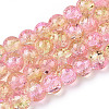 Spray Painted Crackle Glass Beads Strands CCG-Q002-8mm-03-1