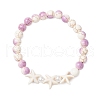 Starfish Baking Paint Synthetic Turquoise Beaded Stretch Bracelets for Women BJEW-JB11767-3