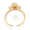 Crown Brass Micro Pave Clear Cubic Zirconia Cuff Ring Settings KK-T076-24G-3