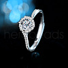 Rhodium Plated 925 Sterling Silver Pave 6.5x3.9mm Moissanite Finger Rings for Women WG3CEB4-02-1