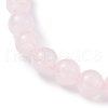 Natural Rose Quartz Round Beaded Stretch Bracelets BJEW-JB09899-02-3