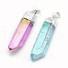 Faceted Natural Quartz Crystal Pointed Pendants G-F582-I-1