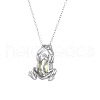 Alloy Pave Natural Peridot Frog Pendant Necklaces for Women FS-WG5343A-01-3