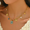 Elegant Classic Stainless Steel Enamel Deep Sky Blue Evil Eye Pendant Necklaces for Women IG6682-1