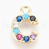 Brass Micro Pave Cubic Zirconia Charms ZIRC-F089-01G-C-1