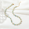 Natural Flower Amazonite Faceted Round Beaded Necklaces for Women JF8893-2