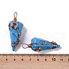 Synthetic Turquoise Dyed Copper Wire Wrapped Big Pendants G-B073-02RG-07-3