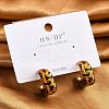 Brass Enamel Stud Earrings EJEW-P301-04G-2