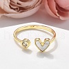 Brass Micro Pave Clear Cubic Zirconia Cuff Rings for Women RJEW-C126-02G-2