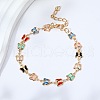 Brass Glass Link Chain Bracelets for Women WGAE243-08-1
