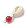 Natural Cowrie Shell & Natural Dyed Malaysia Jade Round Pendants PALLOY-JF03832-02-5
