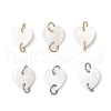 6Pcs 2 Colors Natural Freshwater Shell Heart Connector Charms PALLOY-JF03885-1