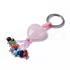Natural Rose Quartz Heart with Mixed Gemstone Tassel Keychains KEYC-P012-03P-04-1