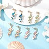 Mermaid 304 Stainless Steel Glass Seed Beads Dangle Stud Earrings EJEW-MZ00460-1