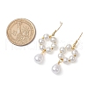 Plastic Pearl with Brass Dangle Earrings for Women EJEW-JE05991-3