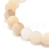 Natural Pink Aventurine Round Beaded Stretch Bracelet with Alloy Rainbow Alloy Charm BJEW-JB07171-6