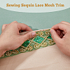 10 Yards Polyester Flower Lace Ribbon with Paillettes SRIB-WH0026-17B-5