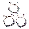 Adjustable Natural Fluorite Braided Bead Bracelets for Women BJEW-U035-02I-4