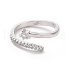 Clear Cubic Zirconia Star Open Cuff Ring RJEW-I094-13P-2
