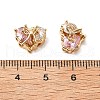 Brass Micro Pave Cubic Zirconia Beads KK-A259-20G-03-3