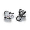 Brass Clear Cubic Zirconia Charms ZIRC-G170-12B-2