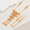 Geometric Cutout Fringe Brass Necklaces & Earrings Set for Women EH0238-1