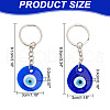 24Pcs 2 Styles Handmade Lampwork Teardrop & Flat Round with Evil Eye Keychains KEYC-DR00001-2