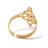 Heart with Sailor's Knot 304 Stainless Steel Hollow Open Cuff Ring for Women RJEW-E073-02G-3