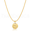 Brass Micro Pave Clear Cubic Zirconia Engraved Coin Pendant Necklaces FS-WG96BC1-01-3
