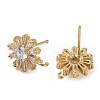 Brass Micro Pave Cubic Zirconia Studs Earring Findings KK-K364-09G-2