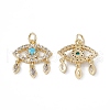 Brass Clear & Cyan Cubic Zirconia Pendants KK-E068-VA196-2-1