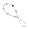 Natural Rainbow Fluorite & Glass Seed Round Beaded Phone Hand Strap Chains HJEW-JM03363-02-4