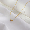 Simple Stainless Steel Pave Clear Cubic Zirconia Flat Round Pendant Necklaces for Women Daily Wear DS3684-2-2