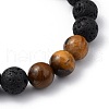 Natural Tiger Eye & Lava Rock Beaded Stretch Bracelets BJEW-JB05415-04-2