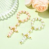 2Pcs 2 Colors Glass Pearl Beads Cross Pendant Decorations HJEW-JM02709-01-1